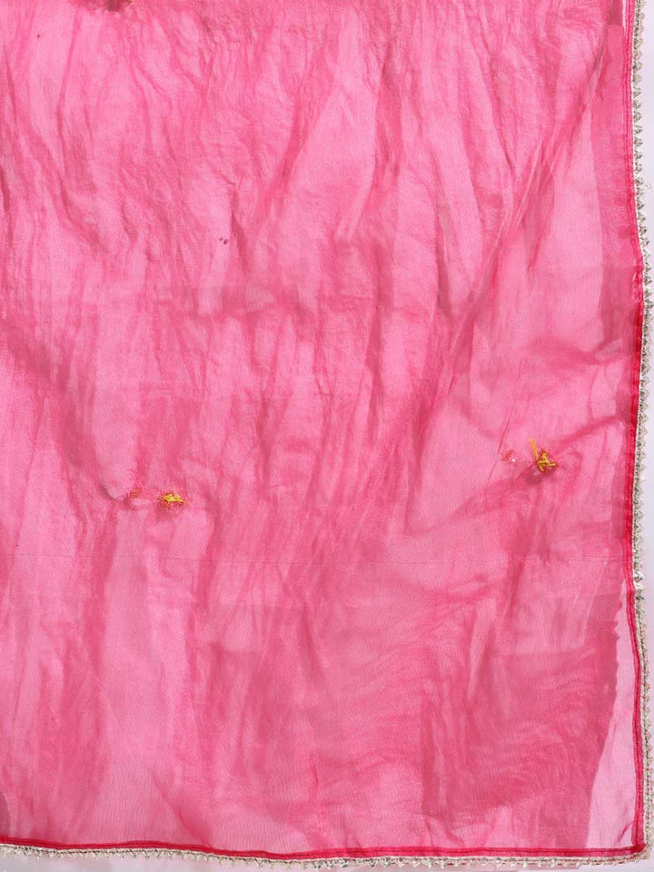 Embroidered Muslin Kurta With Pants &amp; Dupatta