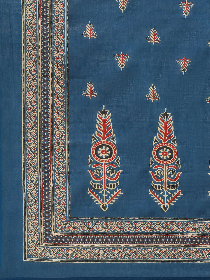 Embroidered Cotton Kurta With Pants &amp; Dupatta