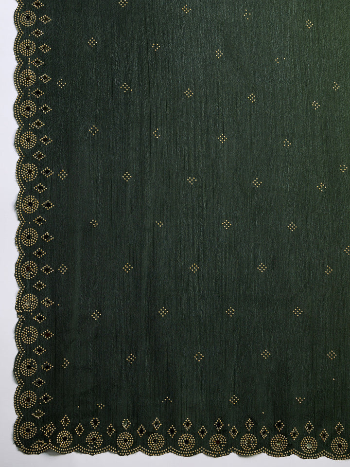 Embroidered Chinon Saree