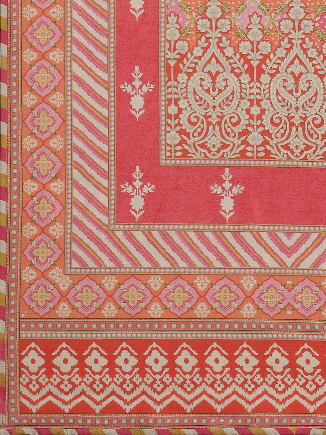 Neck Embroidered Muslin Kurta With Pants &amp; Dupatta