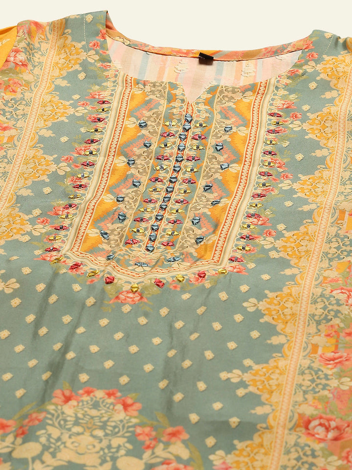 Printed Muslin Kurta With Pants &amp; Dupatta