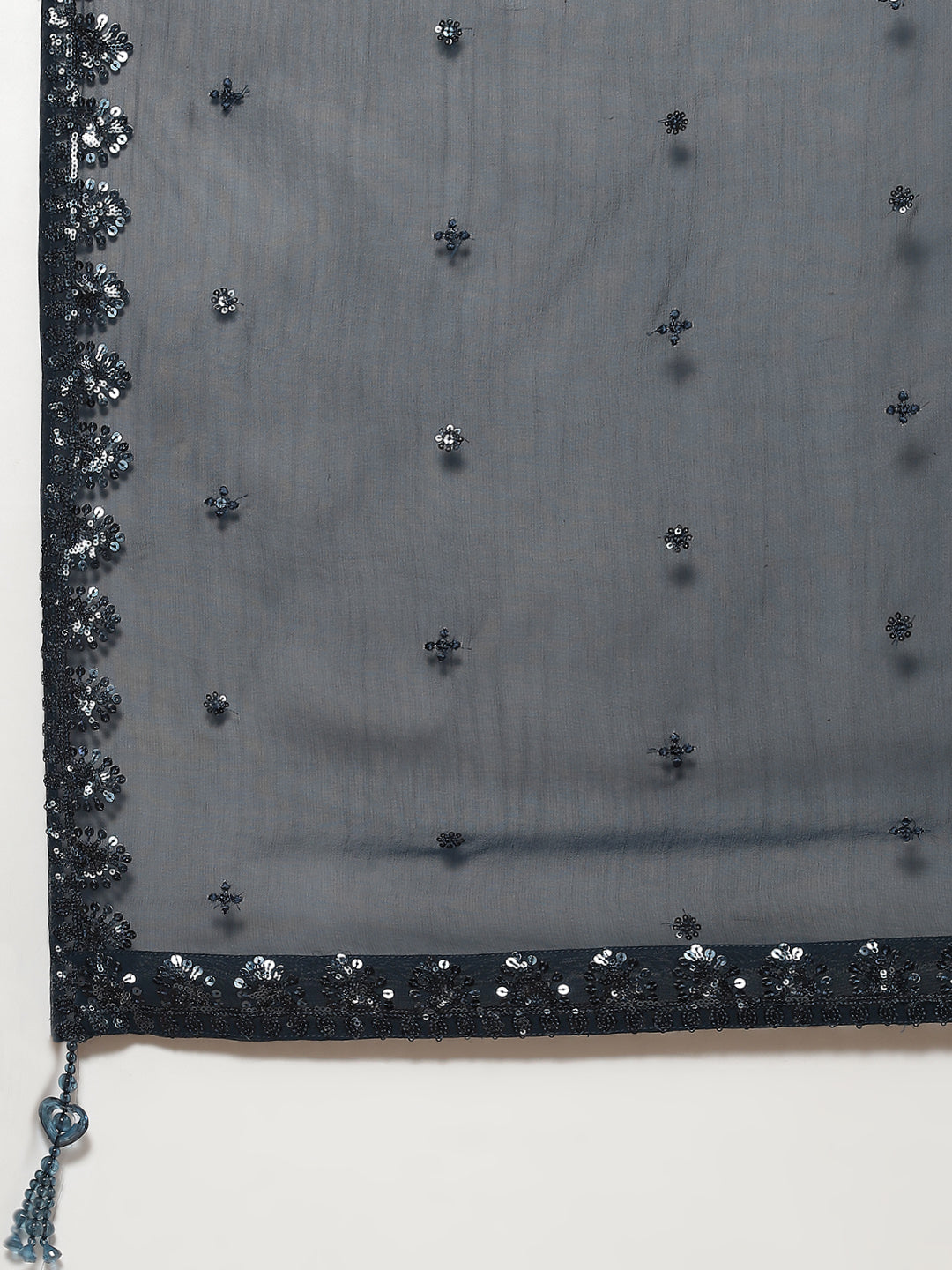 Sequin Embroidered Georgette Choli With Lehenga &amp; Dupatta