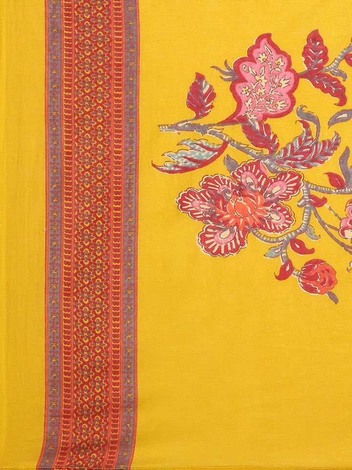 Printed Cotton Kurta With Pant &amp; Dupatta