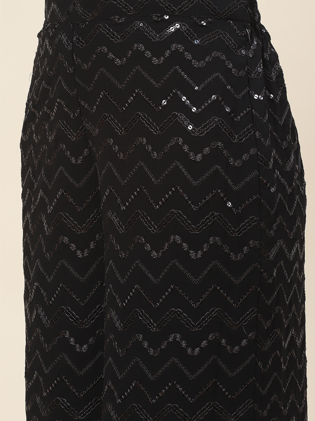 Sequin Embroidered Georgette Top Jacket With Palazzo &amp; Dupatta