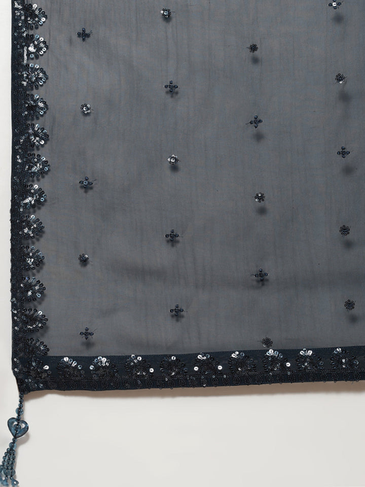 Sequin Resham Embroidered Georgette Choli With Lehenga &amp; Dupatta