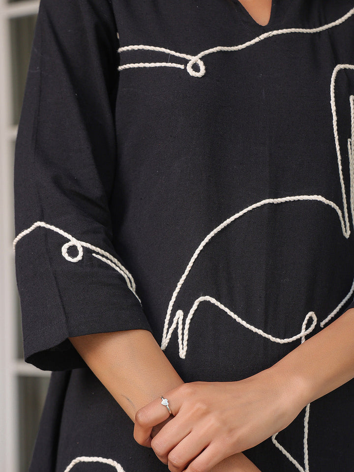 Plain Cotton Blend Dress