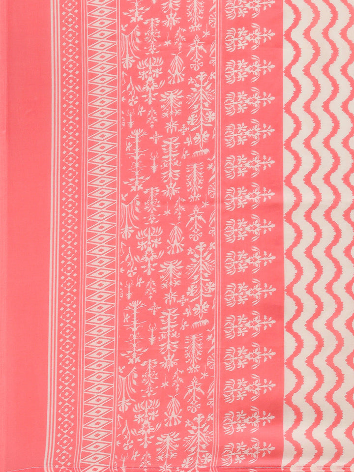 Printed Cotton Blend Kurta With Pants &amp; Dupatta