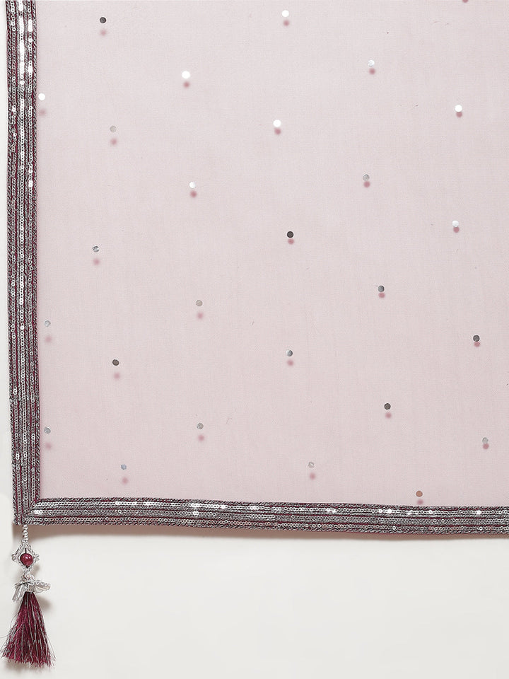 Printed Sequin Embroidered Crepe Choli With Lehenga &amp; Net Dupatta