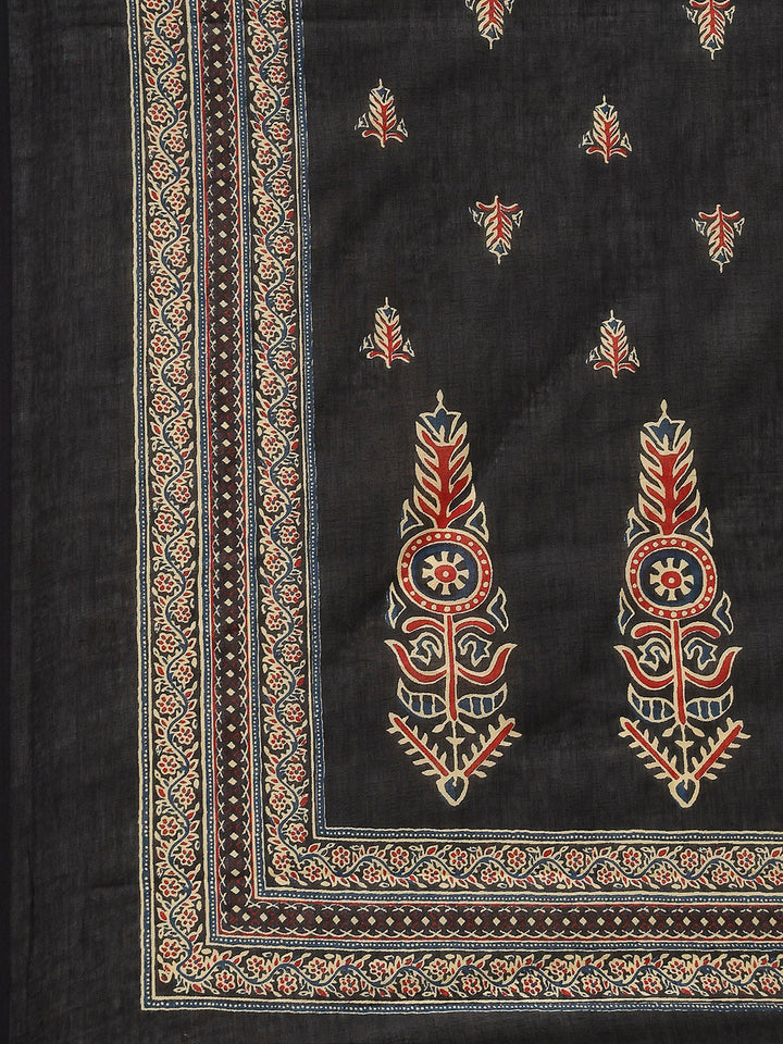 Embroidered Cotton Kurta With Pants &amp; Dupatta
