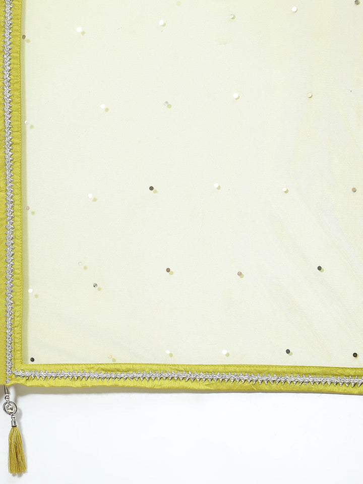Sequin Embroidery Georgette Kurta With Churidar &amp; Dupatta