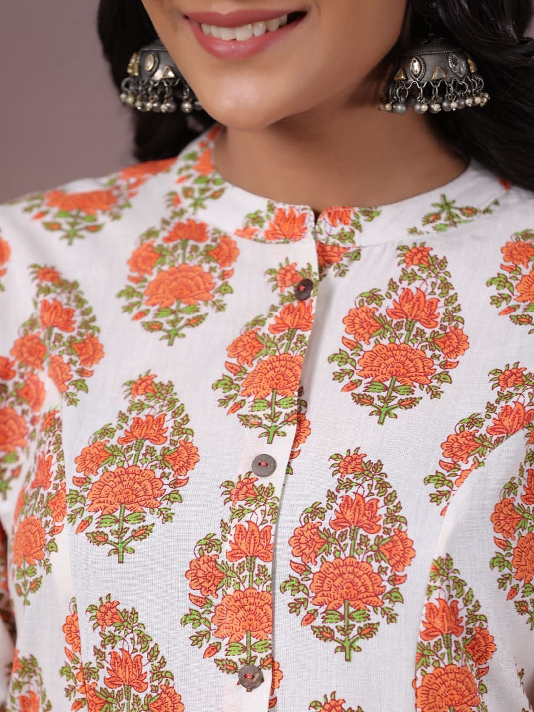 Floral Printed Cotton Kurta with pants