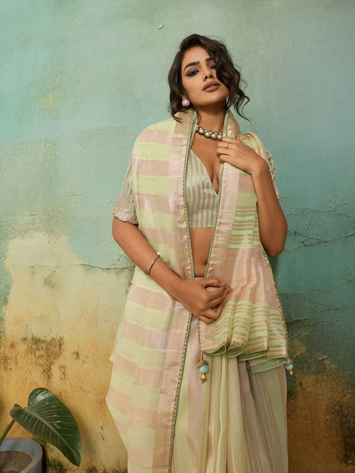 Woven Design Tissue Linen Saree