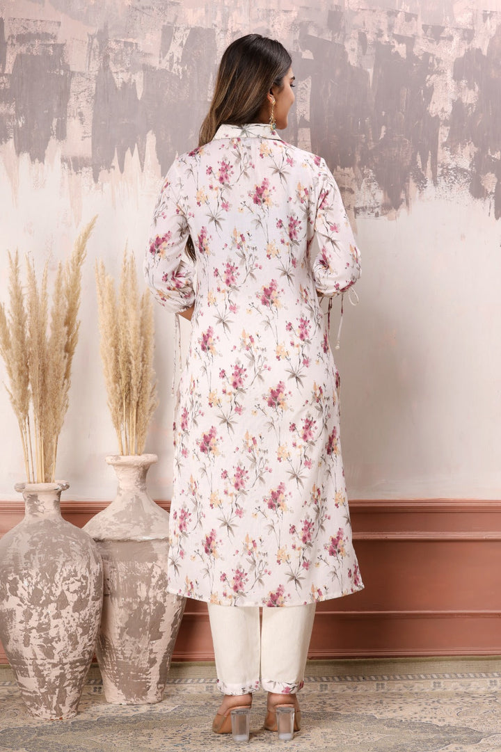 Floral Printed Cotton Kurta With Pants