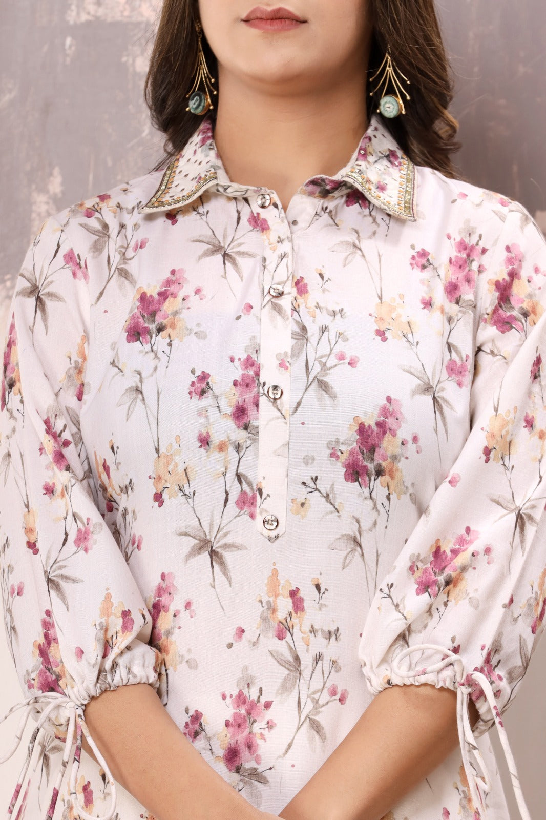 Floral Printed Cotton Kurta With Pants