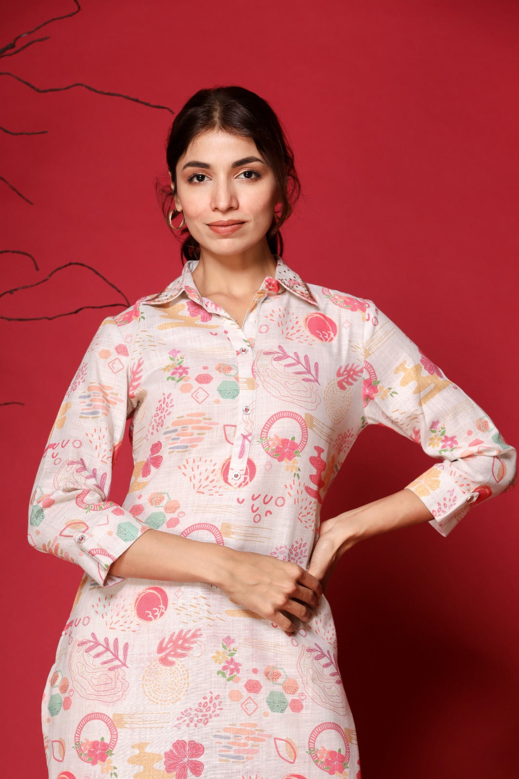Printed Cotton Kurti With Pants