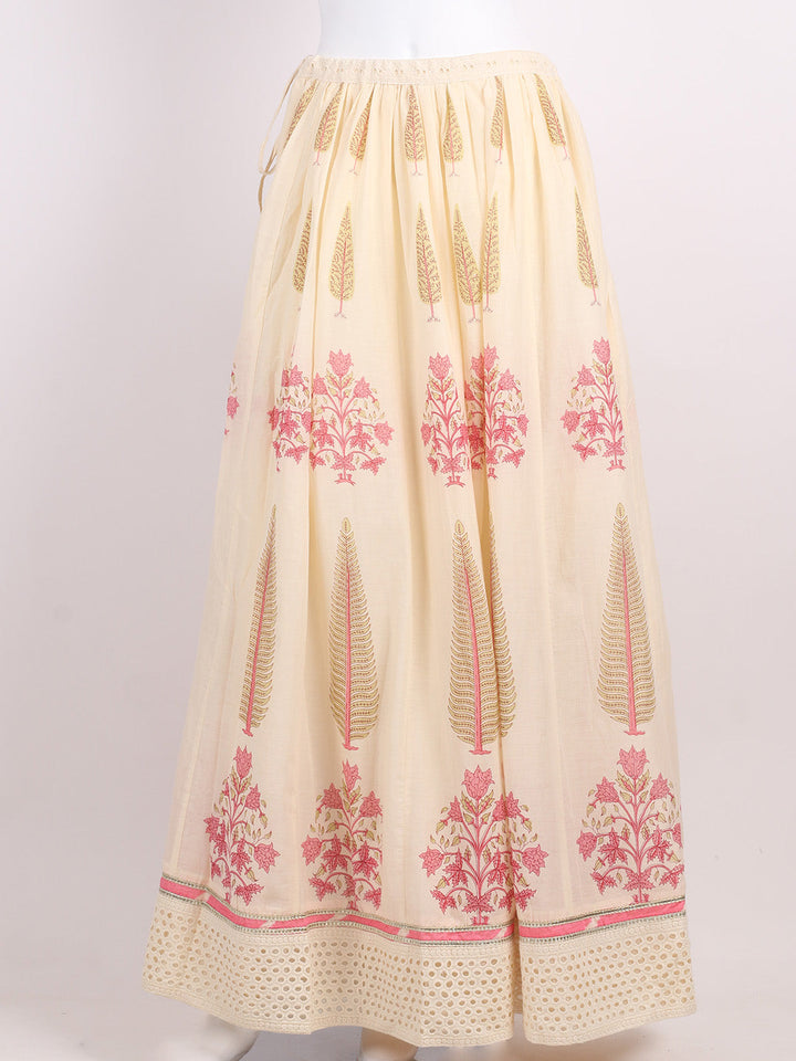 Floral Printed Cotton Choli With Lehenga &amp; Dupatta
