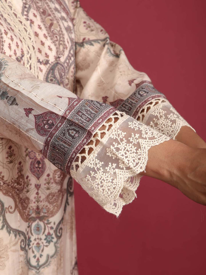 Printed Muslin Kurta With Pants &amp; Dupatta