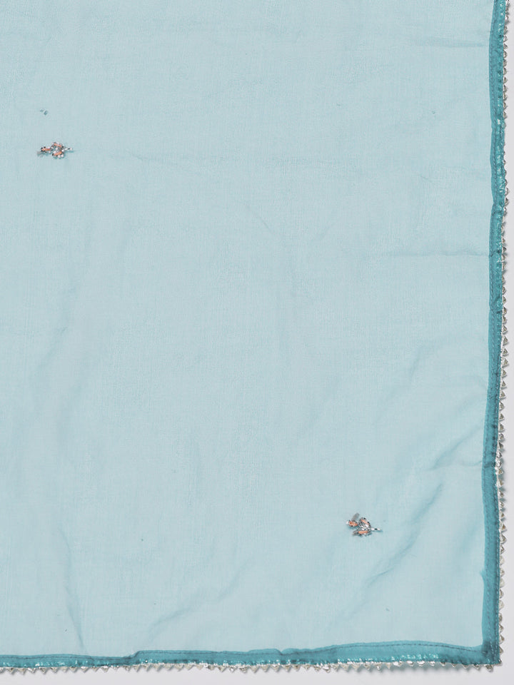 Embroidered Muslin Kurta With Pants &amp; Dupatta
