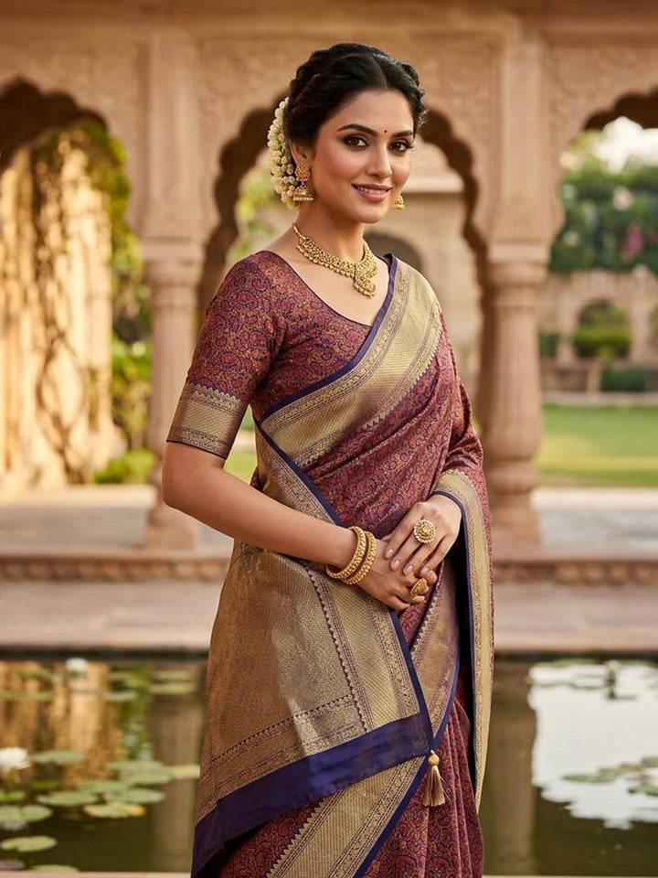 Purple Woven Design Satan Resham Banarasi Saree