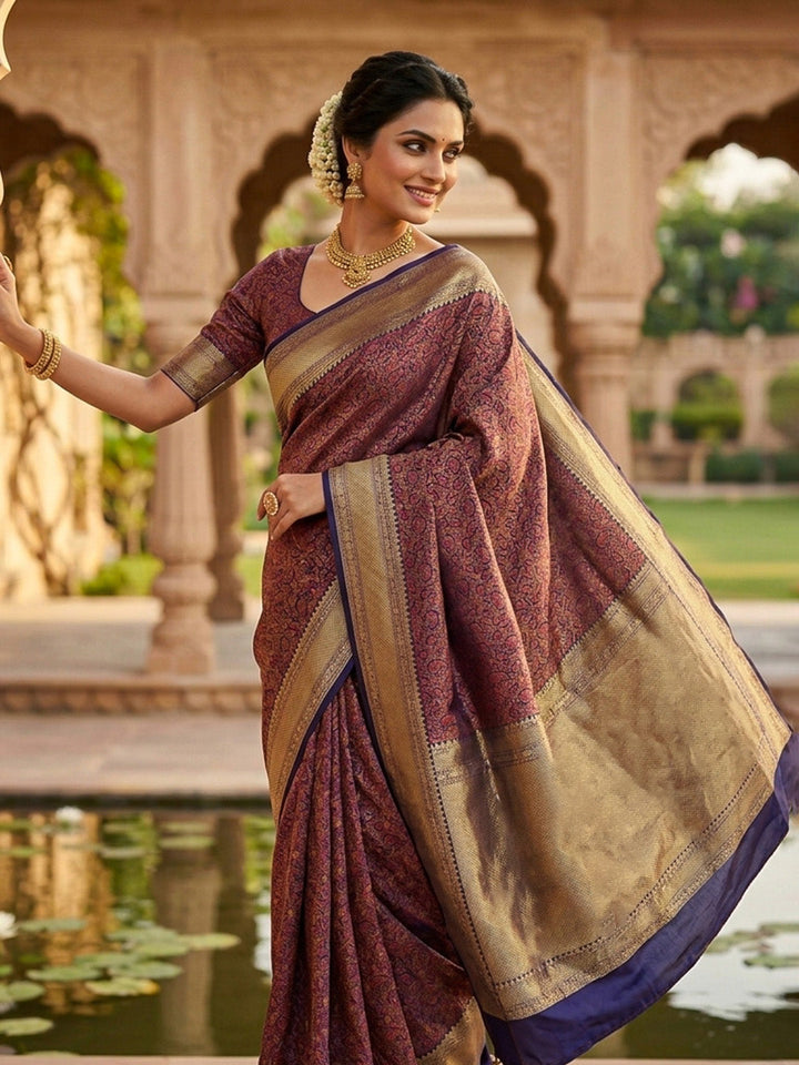 Purple Woven Design Satan Resham Banarasi Saree