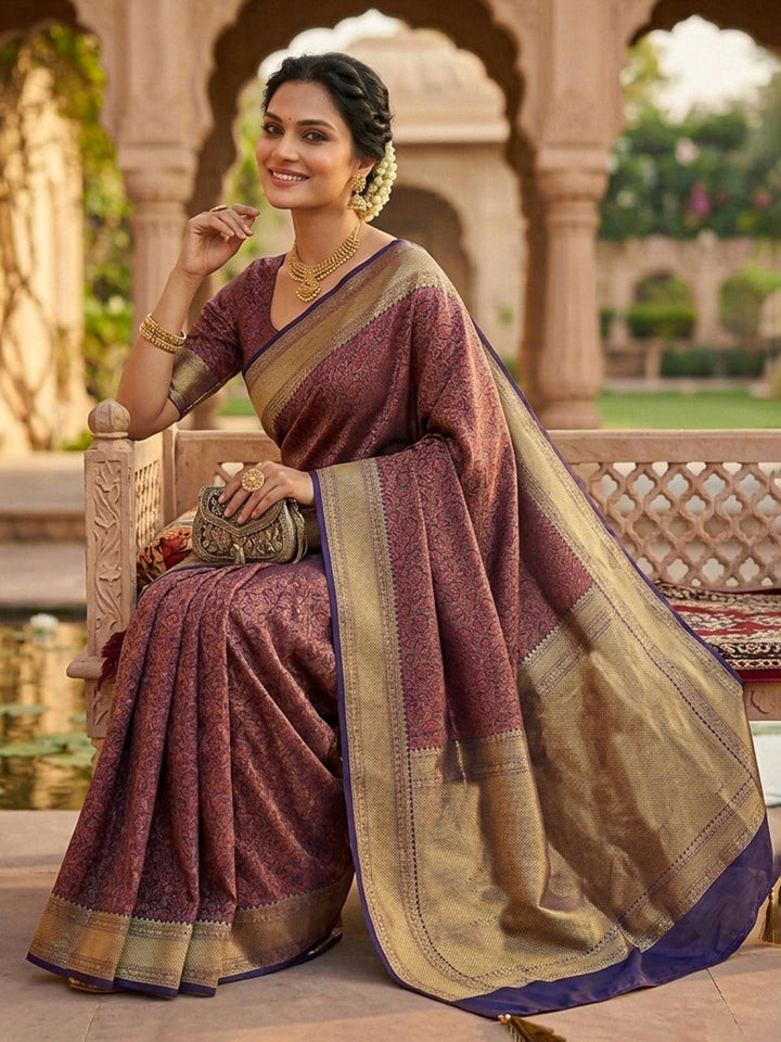 Purple Woven Design Satan Resham Banarasi Saree