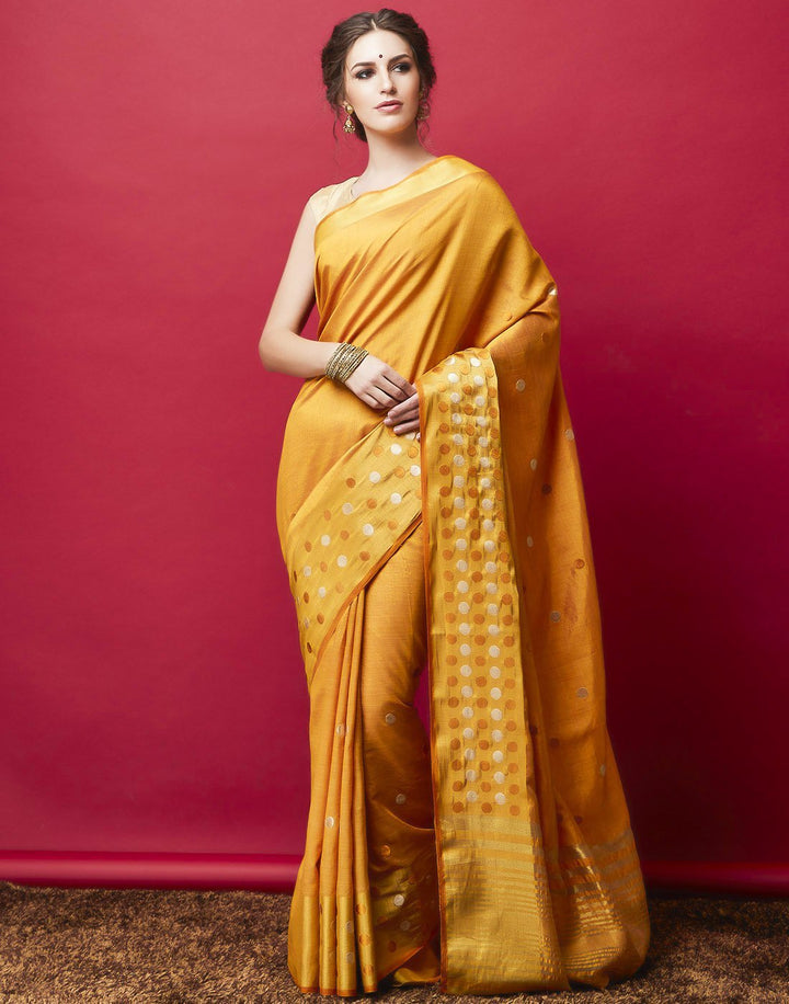 Mustard Art Handloom Woven Saree