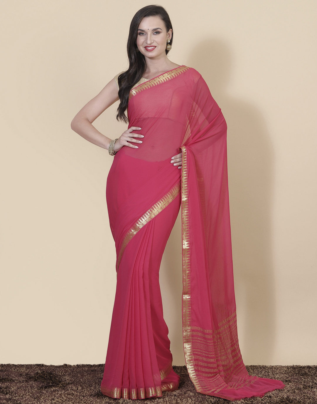 Navy Blue Art Chiffon Saree