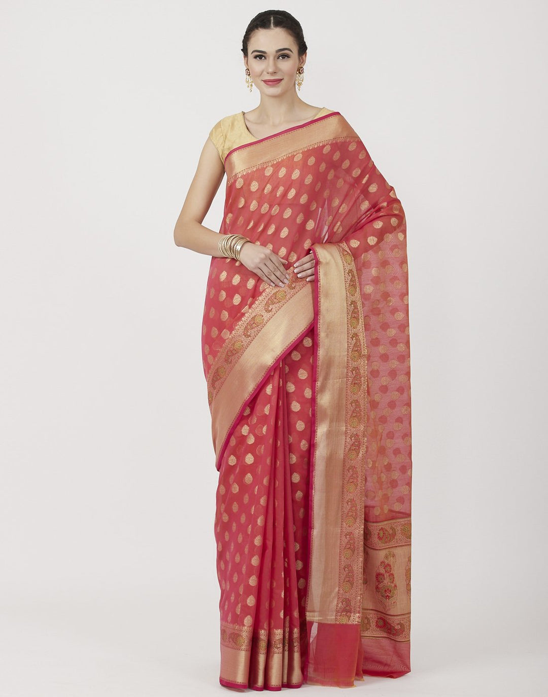 MBZ Meena Bazaar-Rani Woven Cotton Saree