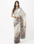 Grey Cotton Chanderi Saree