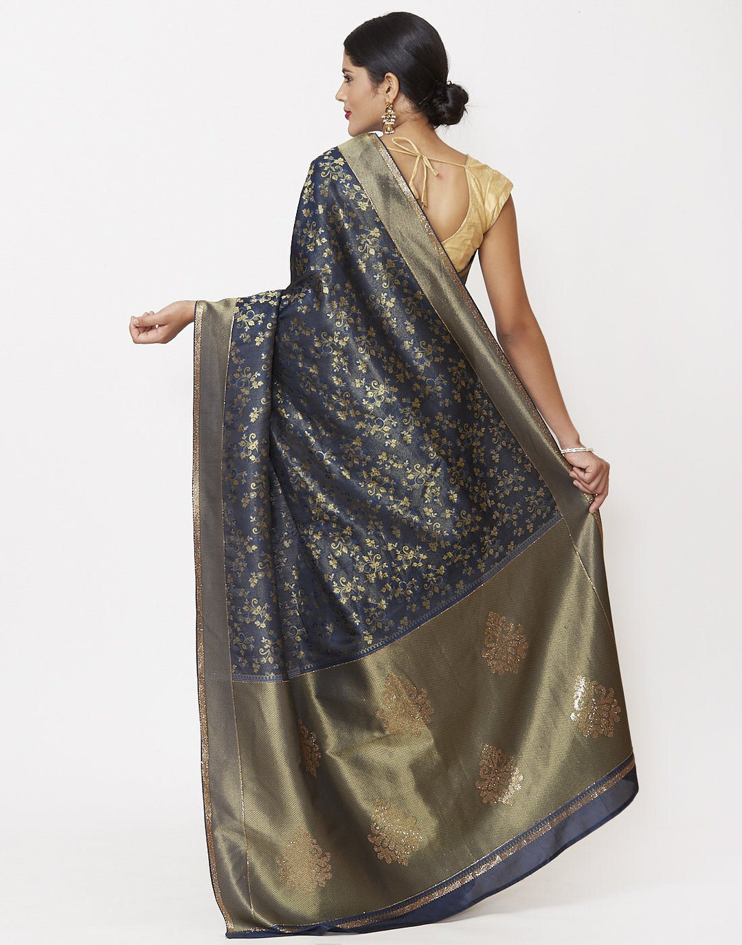 Peacock Blue Banarasi Woven Saree