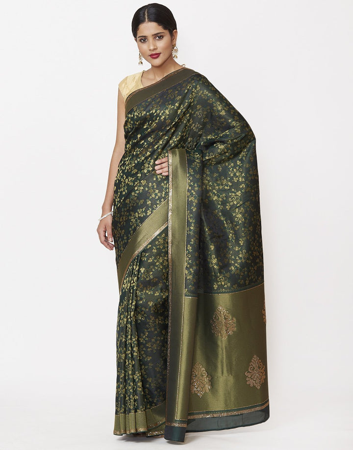 Green Banarasi Woven Saree