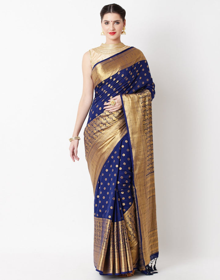 MBZ Meena Bazaar-Black Art Handloom Saree