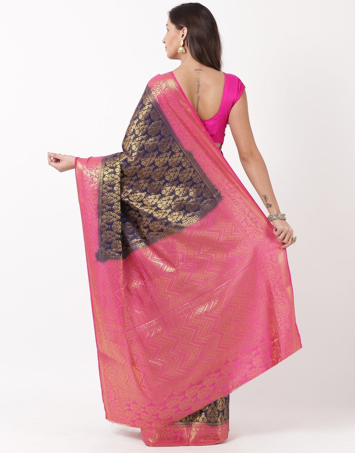 Navy Blue Rani Art Handloom Saree