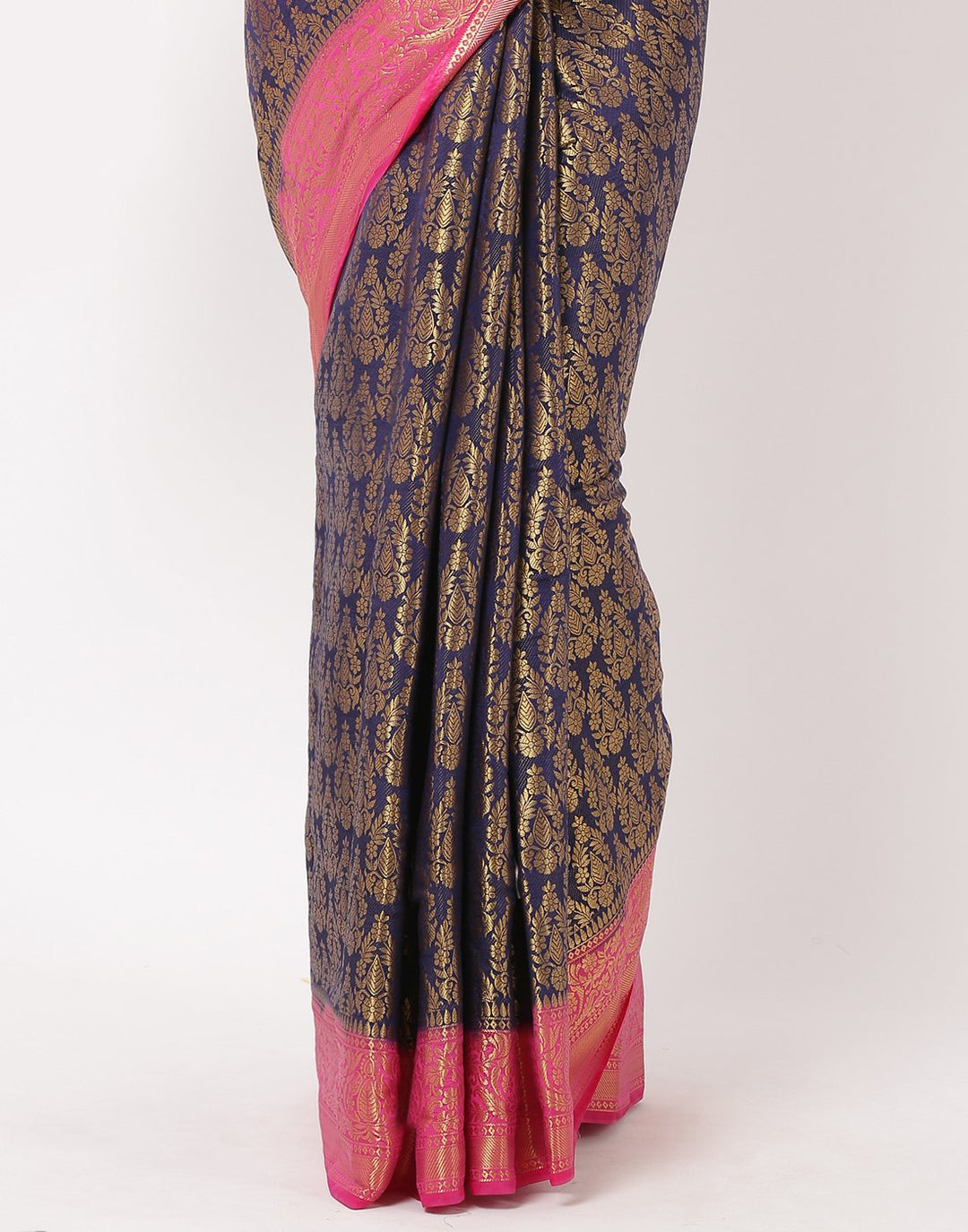 Navy Blue Rani Art Handloom Saree