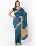MBZ Meena Bazaar-Peacock Blue Art Handloom Saree