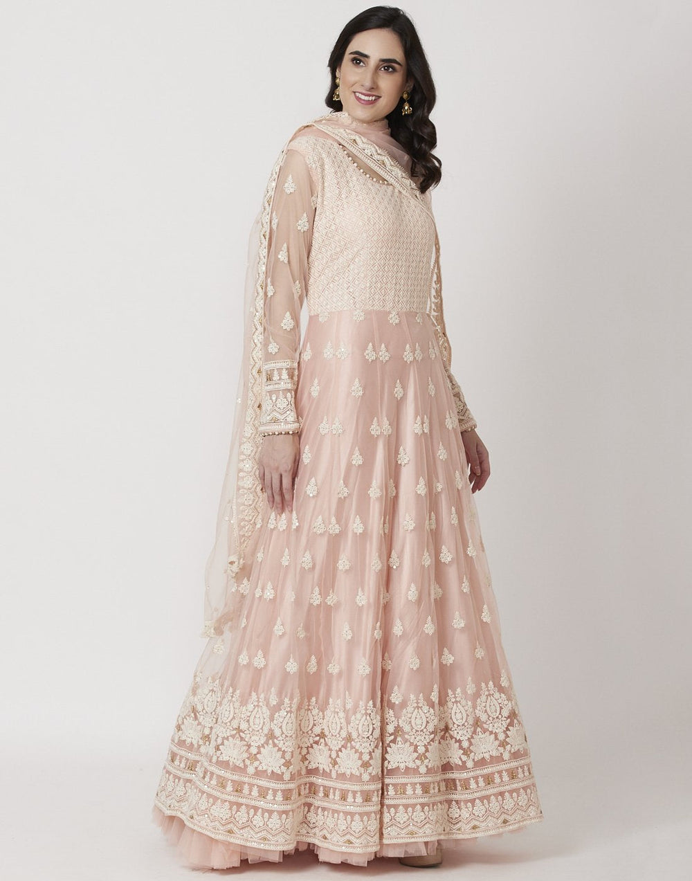 MBZ Meena Bazaar-Pink Net Salwar Kameez