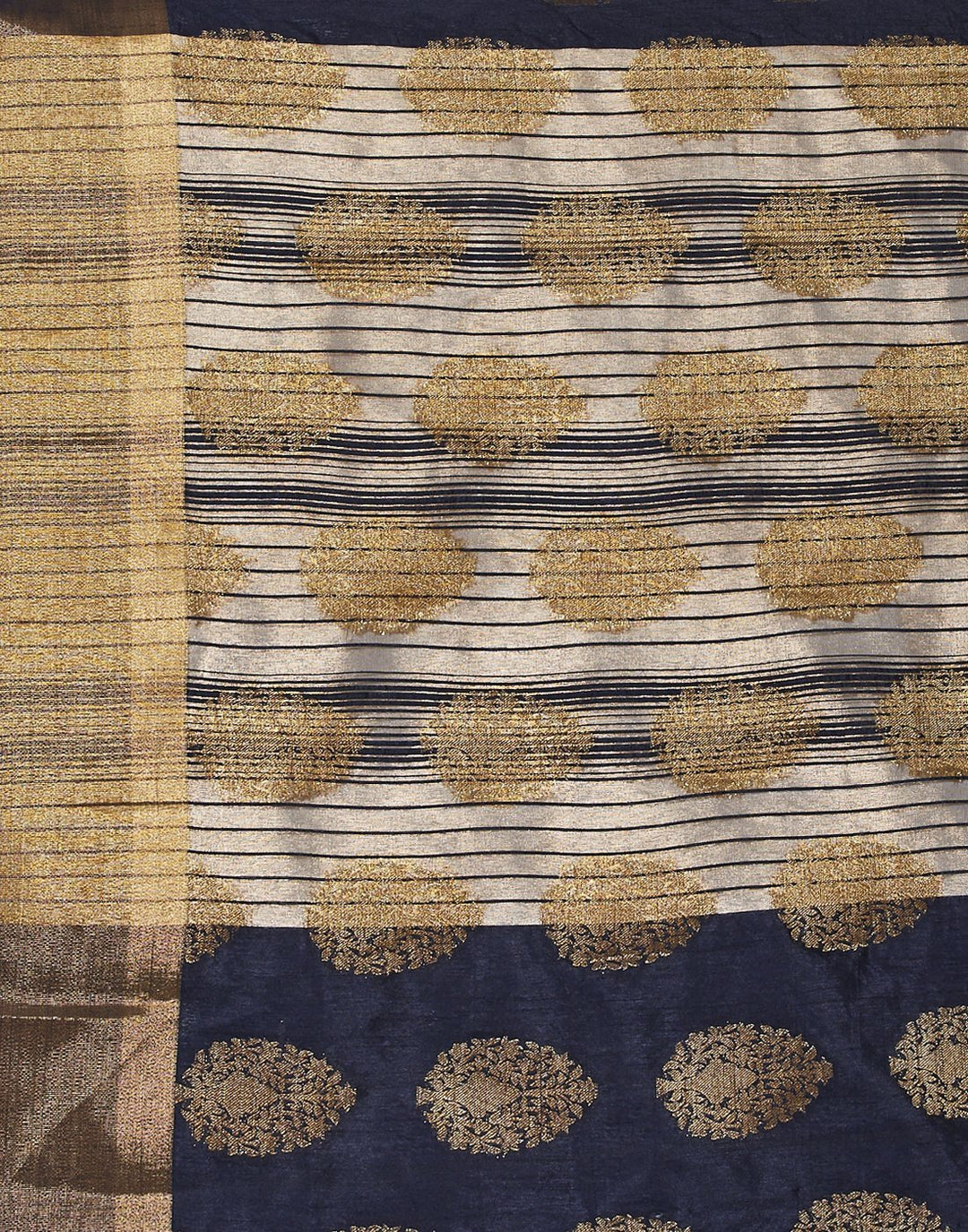 MBZ Meena Bazaar-Navy Blue Art Handloom Woven Saree