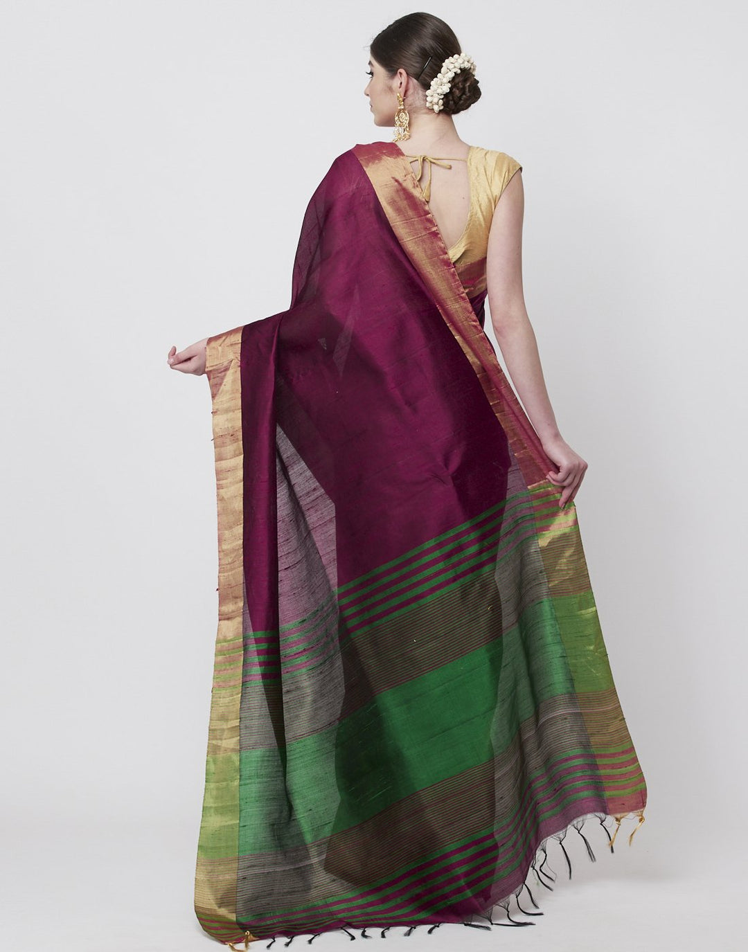 MBZ Meena Bazaar-Green Handloom Woven Saree