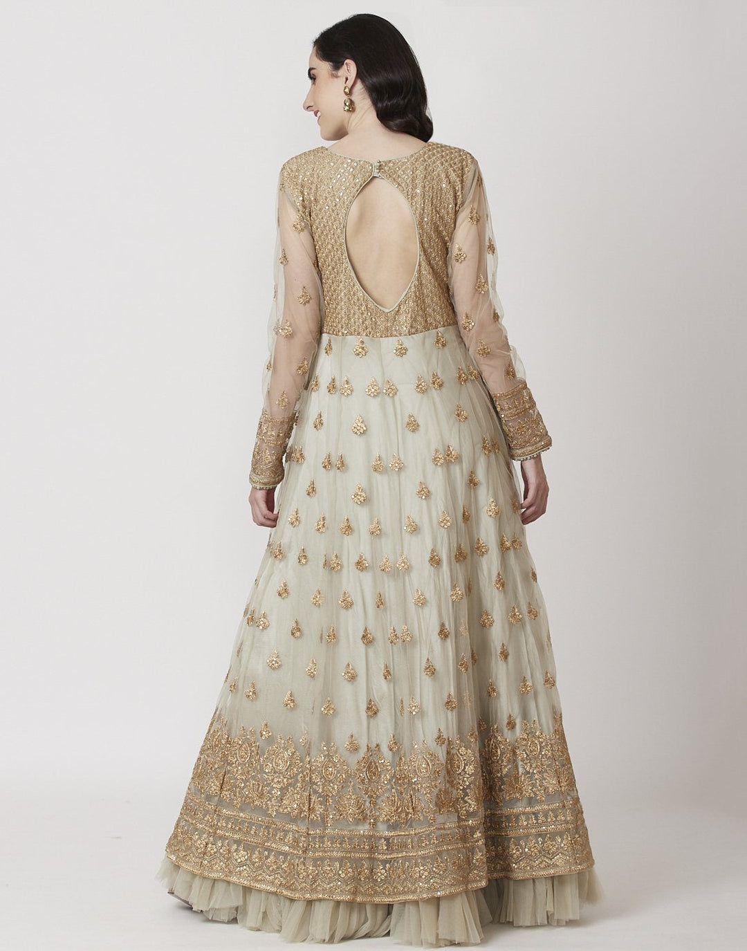 MBZ Meena Bazaar-Pista Green Net Salwar Kameez