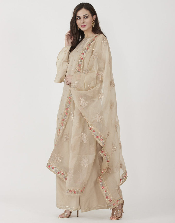 MBZ Meena Bazaar-Beige Cotton Salwar Kameez