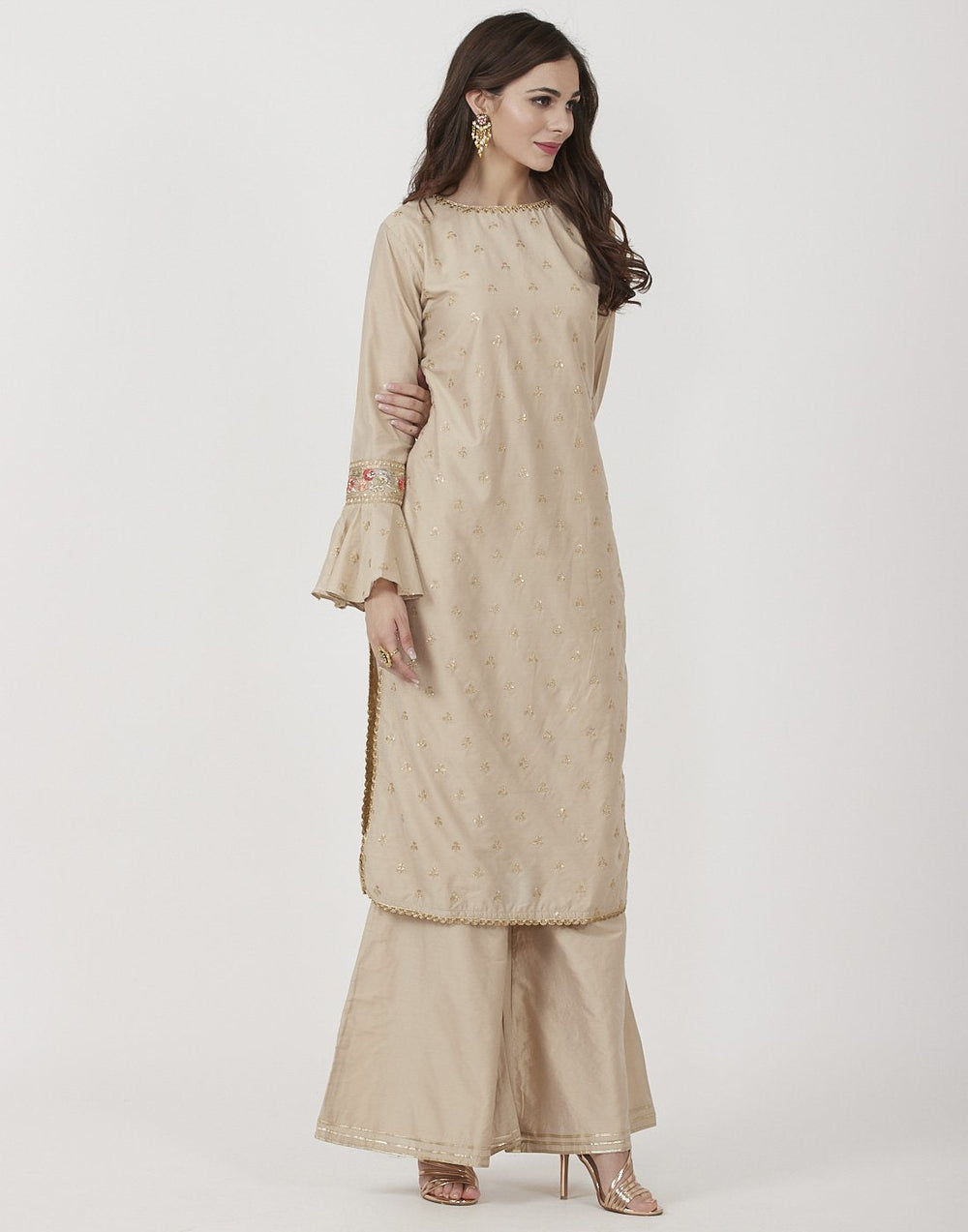 MBZ Meena Bazaar-Beige Cotton Salwar Kameez
