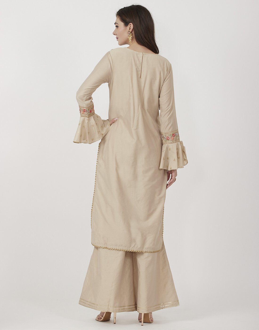 MBZ Meena Bazaar-Beige Cotton Salwar Kameez