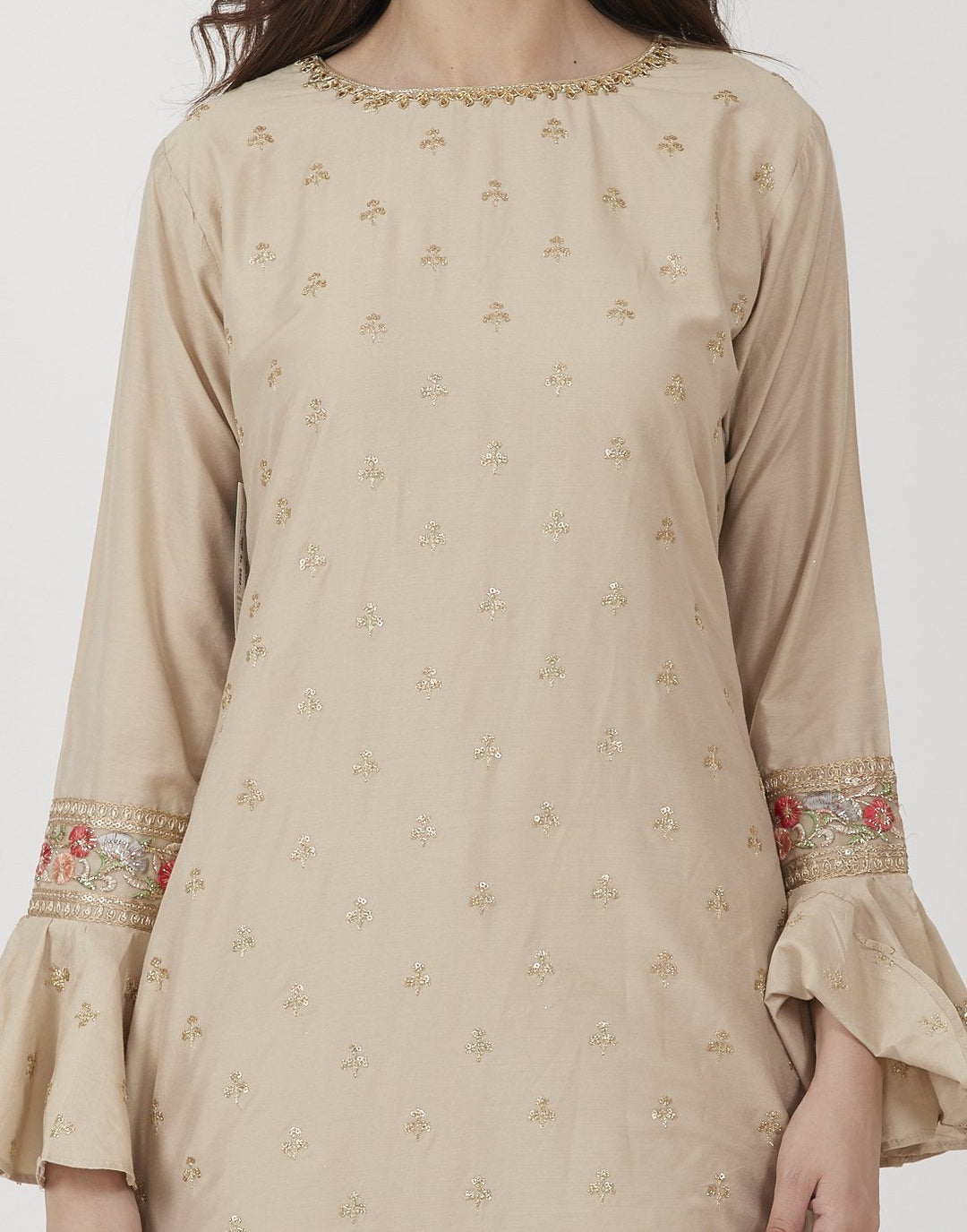 MBZ Meena Bazaar-Beige Cotton Salwar Kameez