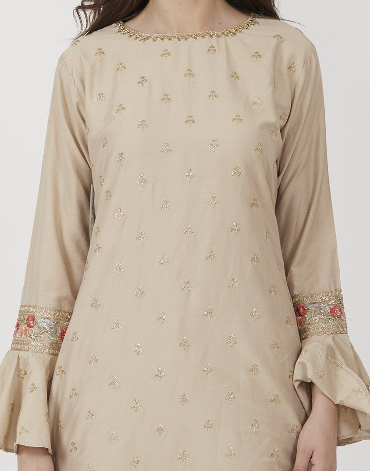MBZ Meena Bazaar-Beige Cotton Salwar Kameez