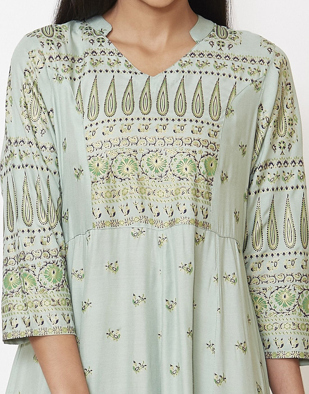 MBZ Meena Bazaar-Green Cotton Kurti-FLO-39002-KUR-COT
