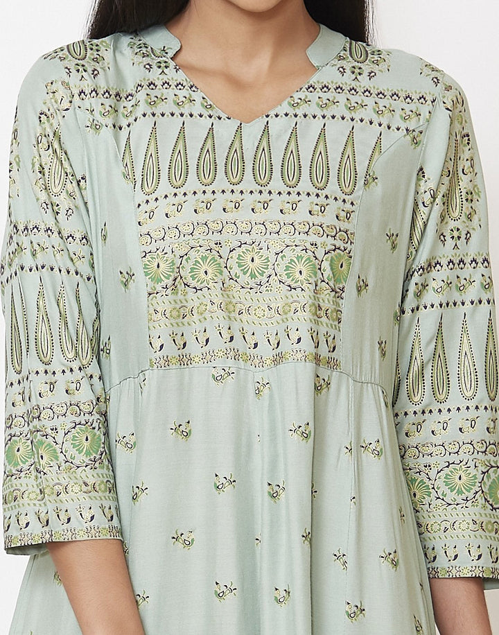 MBZ Meena Bazaar-Green Cotton Kurti-FLO-39002-KUR-COT
