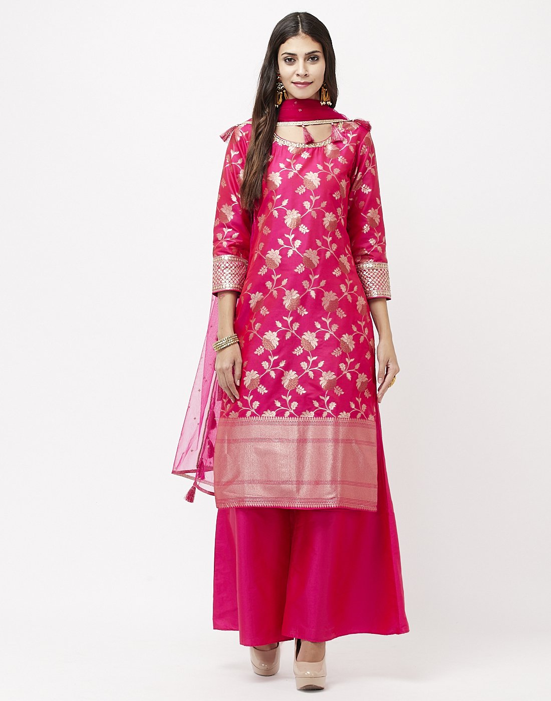 MBZ Meena Bazaar-Rani Dupion Art Handloom Salwar Kameez