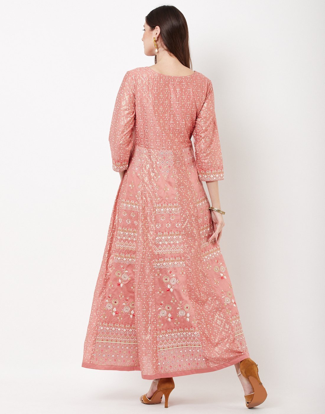 MBZ Meena Bazaar-Pink Cotton Chanderi Salwar Kameez