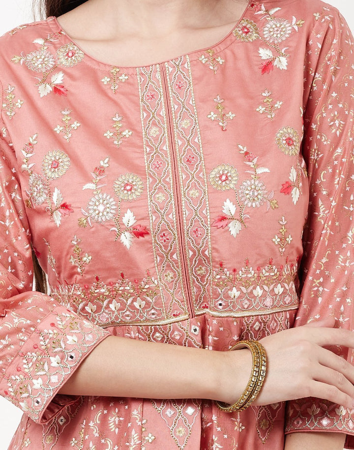 MBZ Meena Bazaar-Pink Cotton Chanderi Salwar Kameez
