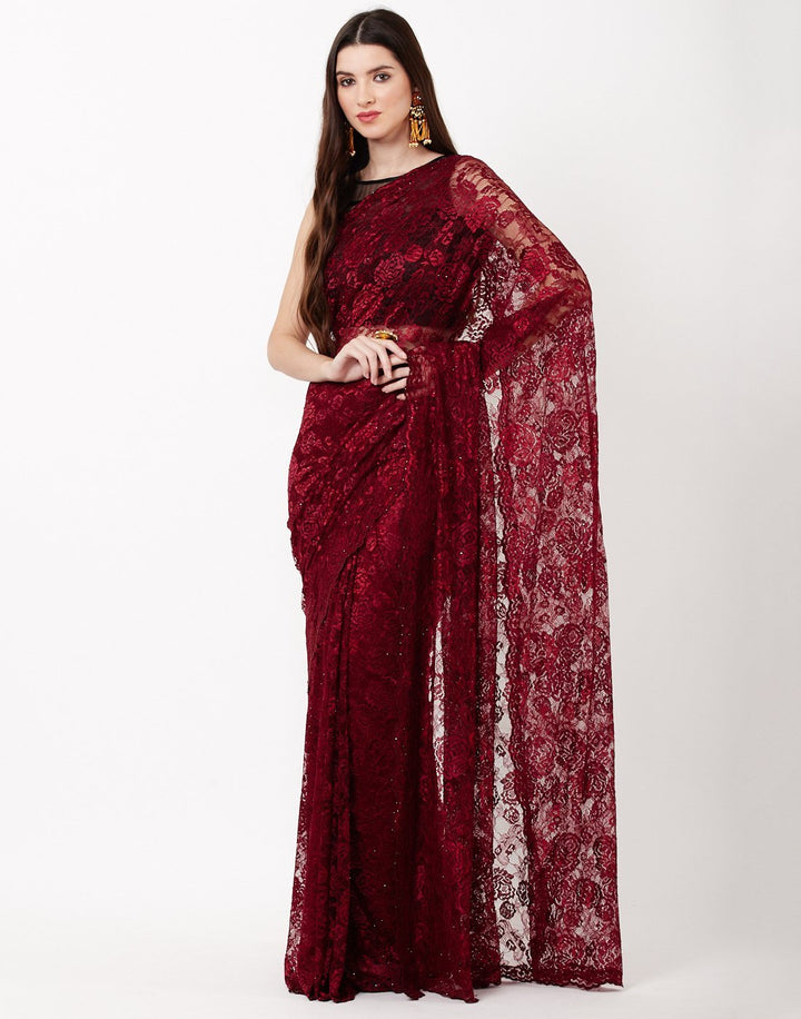 Lace saree with stone work
